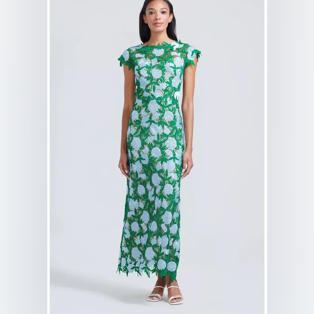 Lela Rose Fruit Guipure midi dress
